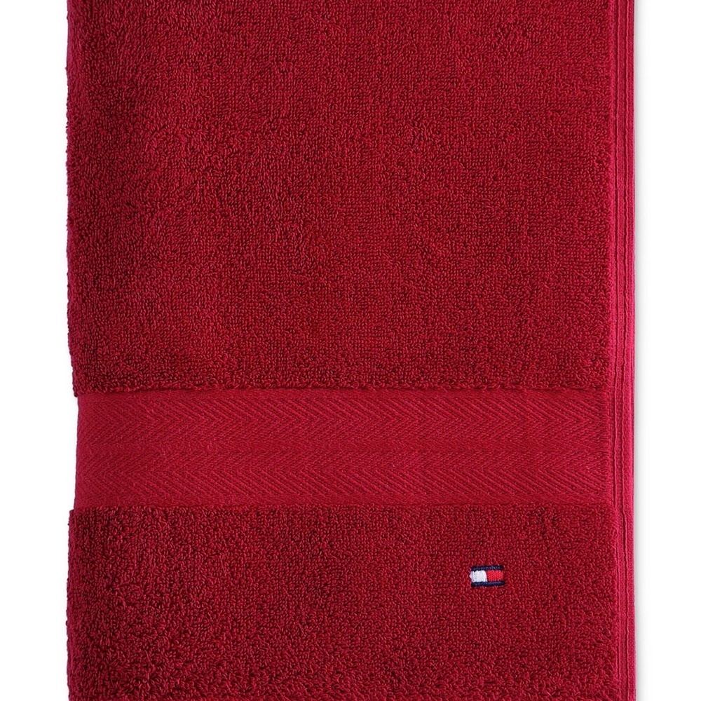 Tommy Hilfiger Deep Red Cotton Bath Towel with Logo
